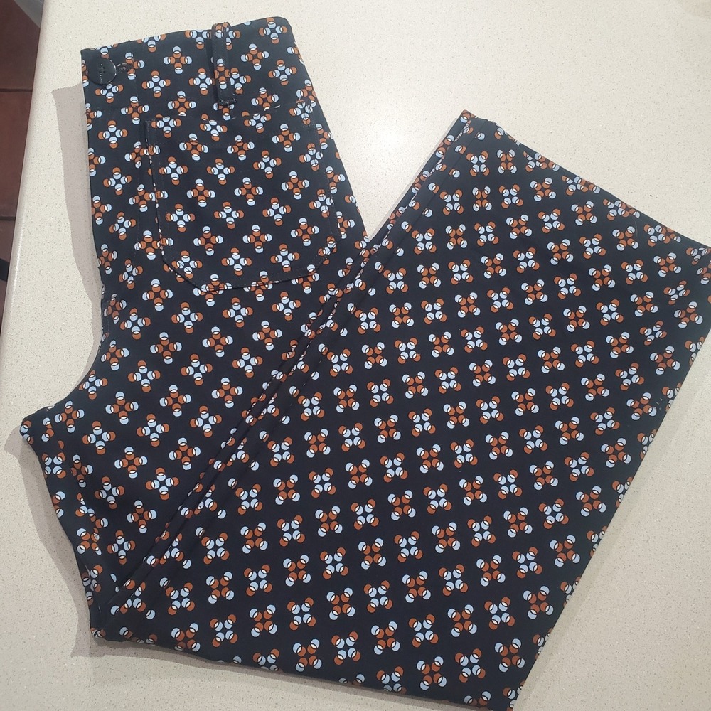 Maeve by Anthropologie The Colette Cropped WideLeg Pants Geometric Print Size 26 - Picture 6 of 11